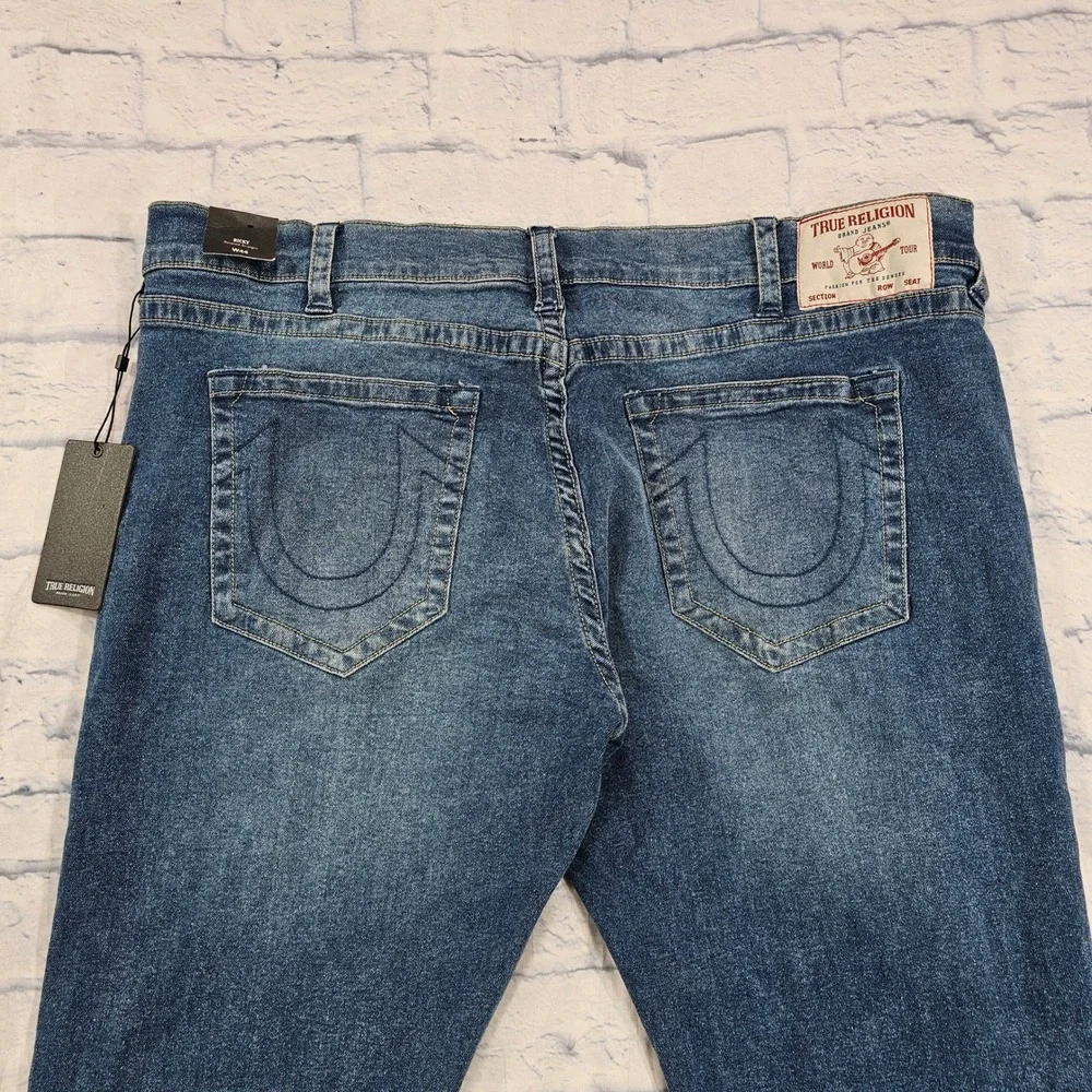 True Religion Ricky Relaxed Straight Men 44 Blue Dark Roper Wash Denim Jeans